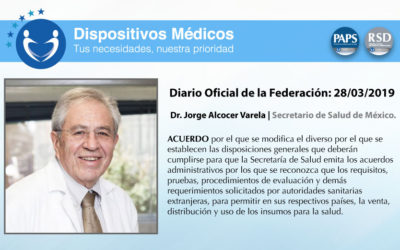 Dr. Jorge Alcocer Varela Secretario de Salud de México. Diario Oficial de la Federación: 28/03/2019 | ACUERDO