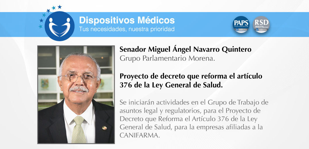 Del Sen. Miguel Ángel Navarro Quintero, del Grupo Parlamentario Morena, con proyecto de decreto que reforma el artículo 376 de la Ley General de Salud.