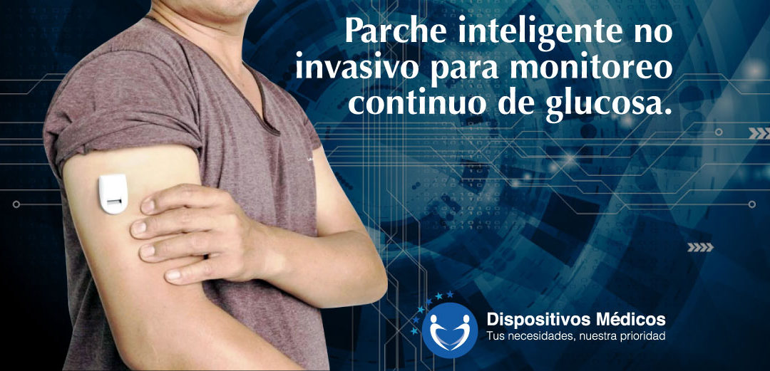 Parche inteligente no invasivo para monitoreo continuo de glucosa.