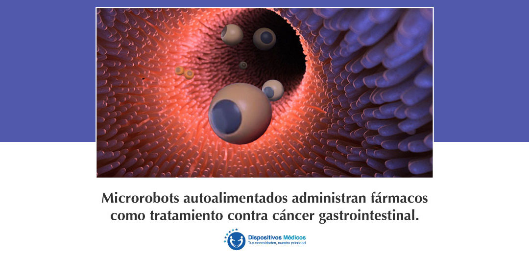 Microrobots autoalimentados administran fármacos como tratamiento contra cáncer gastrointestinal.