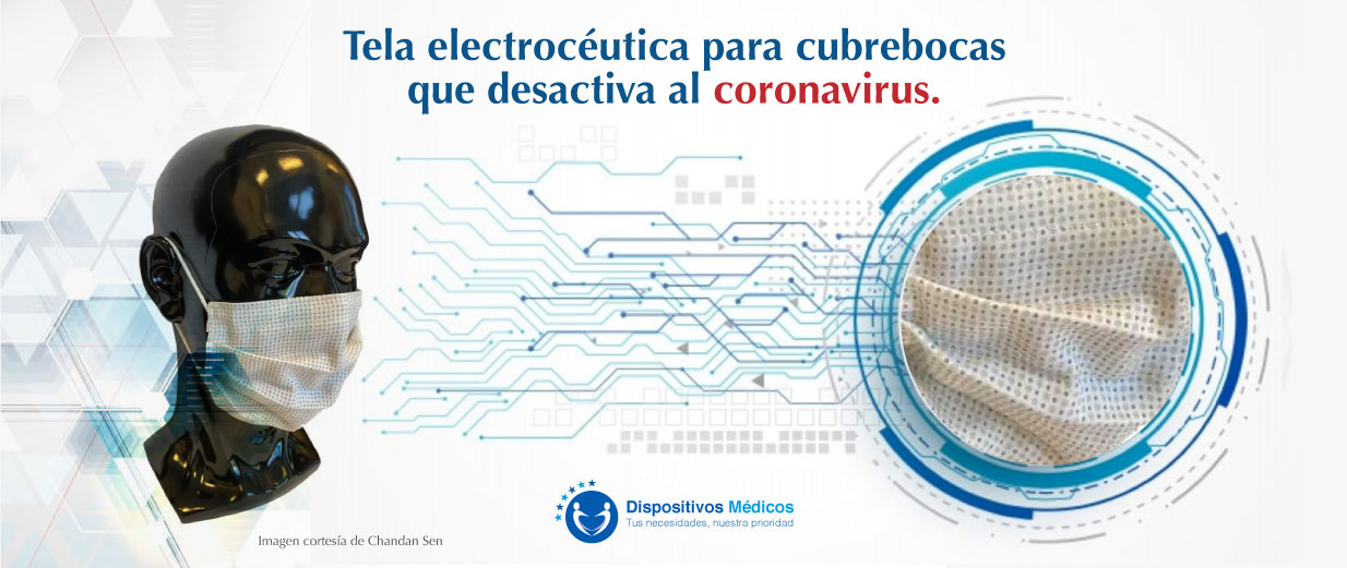 Tela electrocéutica para cubrebocas que desactiva al coronavirus.