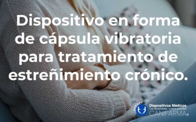 Dispositivo en forma de cápsula vibratoria para tratamiento de estreñimiento crónico.