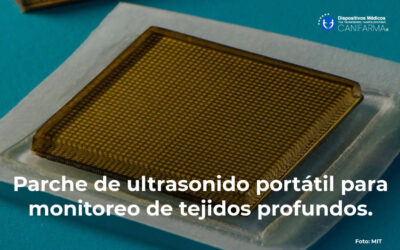 Parche de ultrasonido portátil para monitoreo de tejidos profundos.