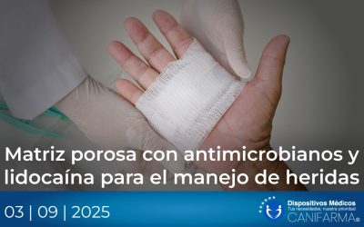 Matriz porosa con antimicrobianos y lidocaína para el manejo de heridas