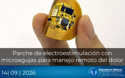 Parche de electroestimulación con microagujas para manejo remoto del dolor