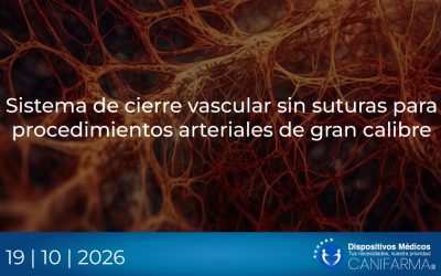 Sistema de cierre vascular sin suturas para procedimientos arteriales de gran calibre